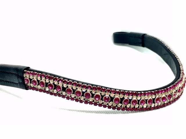 New Crystal 3 Row Browband size Full Cob and Pony colour Clear Burgandy