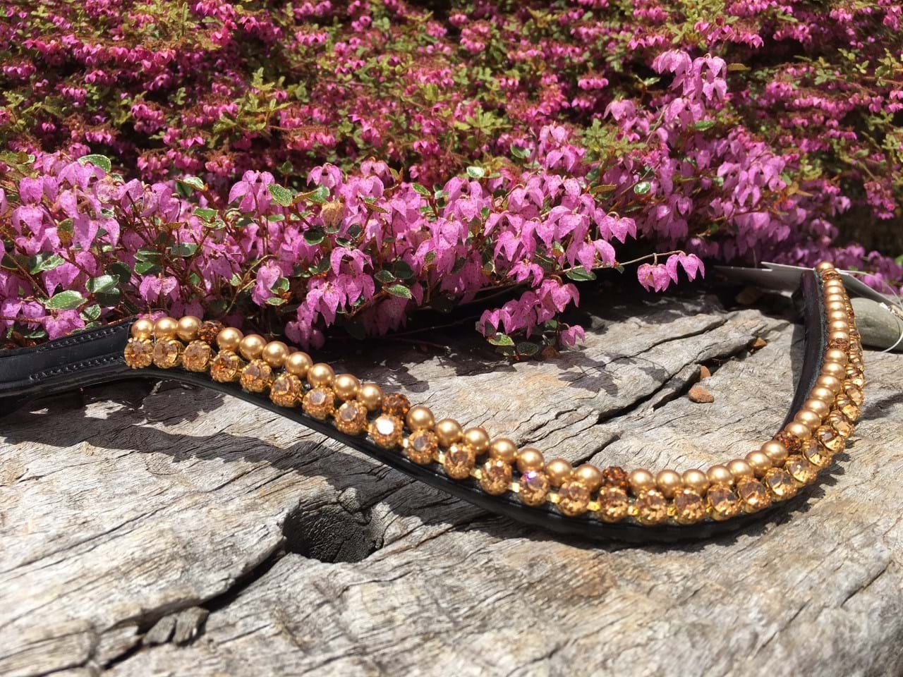 Gold Crystal Browband Wave Shaped Browband Show Browband Sizes Full Cob Pony