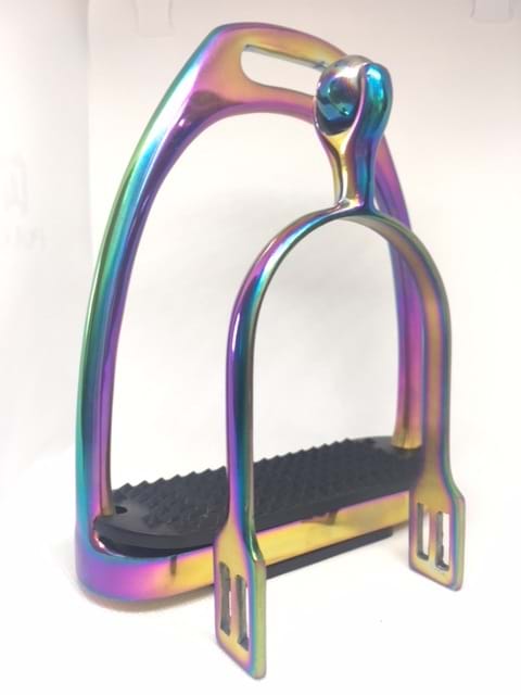 322 Trader RAINBOW SAFETY FLEXI STIRRUPS HORSE RIDING STAINLESS STEEL 